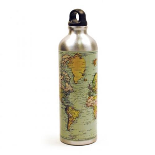 Fľaša na vodu s mapou sveta