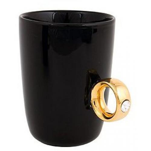 Porcelánový šálek Zlatý prsten - černý