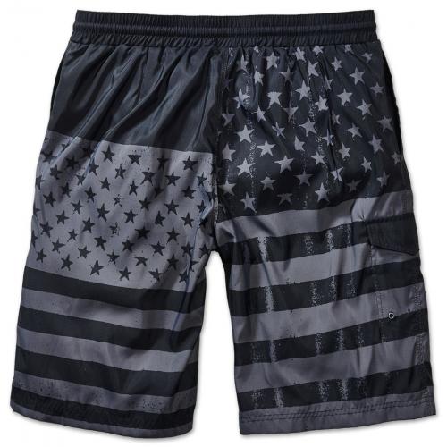 Kraťasy Brandit Swimshorts USA Flag - černé-šedé
