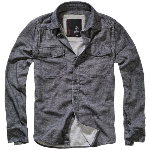 Košeľa Brandit Shirt in Tweedoptic - tmavo sivá