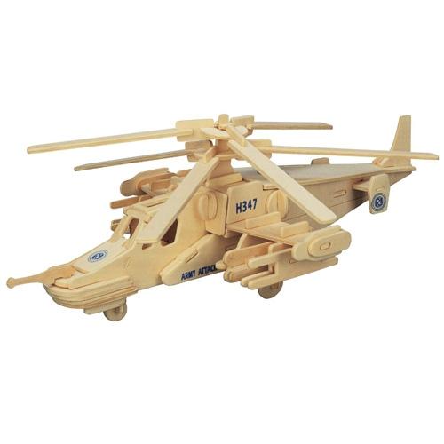 3D dřevěné puzzle Woodcraft Vrtulník KA-50