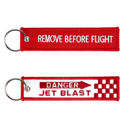 Přívěsek na klíče Fostex Remove before flight Danger Jet Blast - červený
