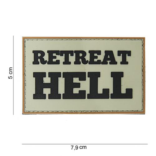 Gumová nášivka 101 Inc nápis Retreat Hell - desert