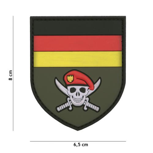 Gumová nášivka 101 Inc vlajka German Commando Skull - barevná