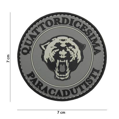 Gumová nášivka 101 Inc znak Quattordicesima Paracadutisti - šedá