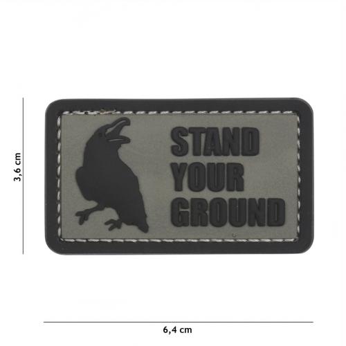 Gumová nášivka 101 Inc nápis Stand Your Ground - šedá