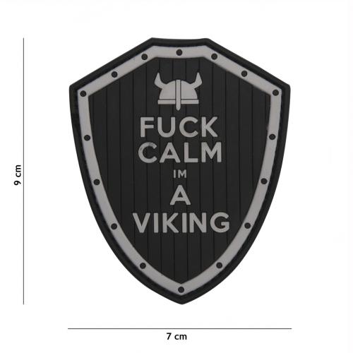 Gumová nášivka 101 Inc nápis Fuck Calm im a Viking - černá