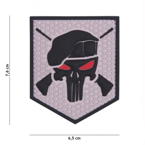Gumová nášivka 101 Inc Punisher Commando - sivá