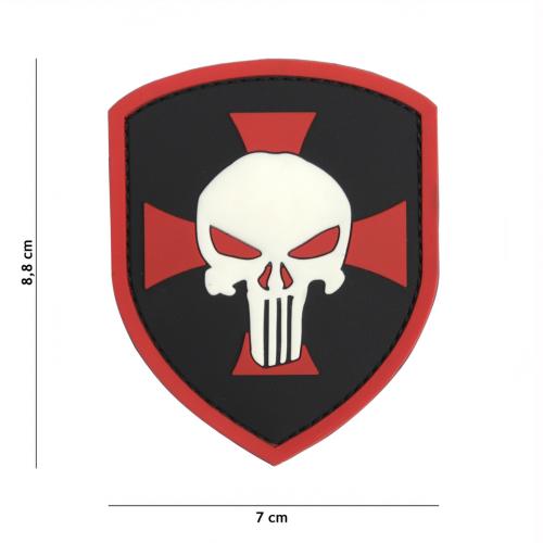 Gumová nášivka 101 Inc Punisher Shield - červená