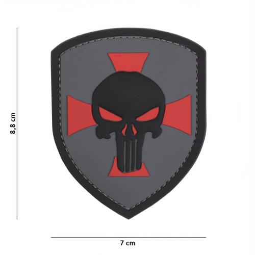 Gumová nášivka 101 Inc Punisher Shield - šedá
