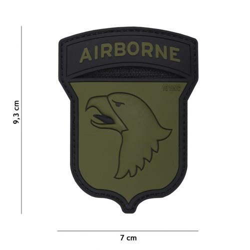 Gumová nášivka 101 Inc znak Airborne 101st - olivová