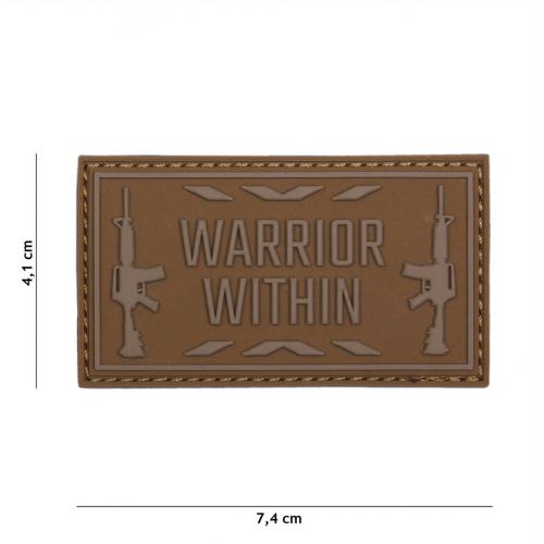 Gumená nášivka 101 Inc nápis Warrior Within - coyote
