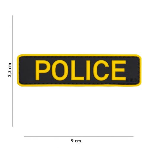 Gumová nášivka 101 Inc nápis Police - žlutá