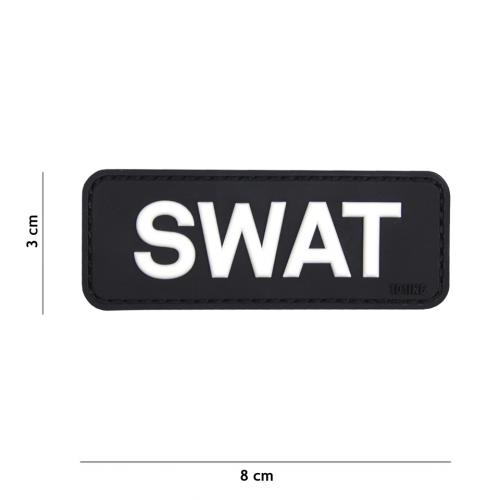 Gumová nášivka 101 Inc nápis SWAT - čierna