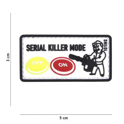 Gumová nášivka 101 Inc nápis Serial Killer Mode - bílá