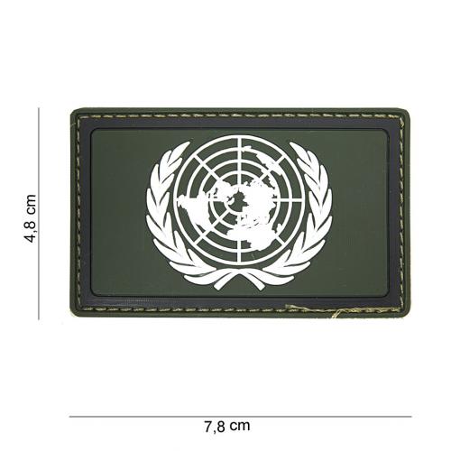 Gumová nášivka 101 Inc vlajka United Nations - olivová