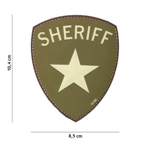 Gumová nášivka 101 Inc znak Sheriff - olivová