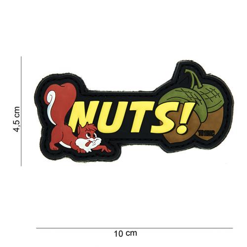 Gumová nášivka 101 Inc nápis Nuts! - žlutá