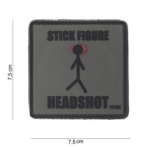 Gumová nášivka 101 Inc nápis Stick Figure Headshot - šedá