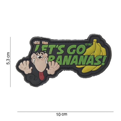 Gumová nášivka 101 Inc nápis Lets Go Bananas - zelená