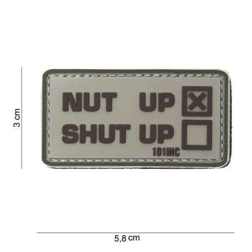 Gumová nášivka 101 Inc nápis Nut Up Shut Up - béžová