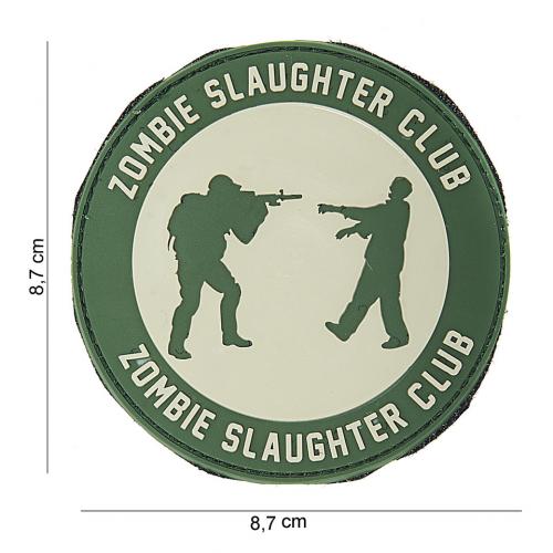 Gumová nášivka 101 Inc nápis Zombie Slaughter Club - olivová