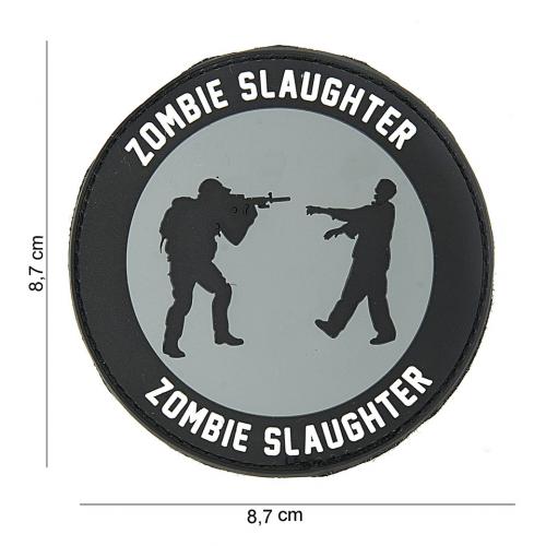 Gumová nášivka 101 Inc nápis Zombie Slaughter - šedá