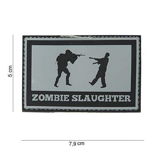 Gumová nášivka 101 Inc nápis Zombie Slaughter 5x8 - šedá