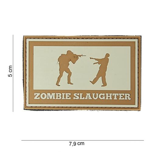 Gumová nášivka 101 Inc nápis Zombie Slaughter 5x8 - coyote