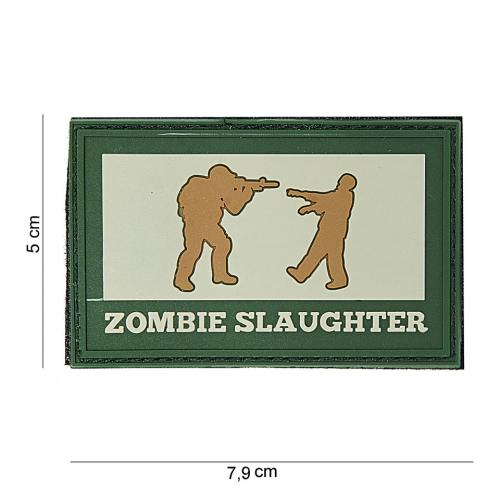 Gumová nášivka 101 Inc nápis Zombie Slaughter 5x8 - multicam