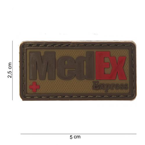 Gumová nášivka 101 Inc nápis MedEx Express - coyote