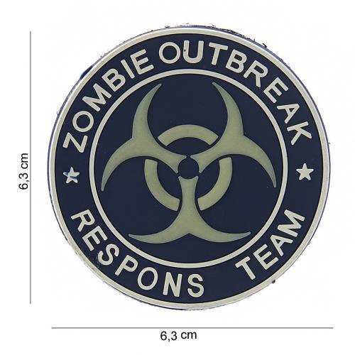 Gumová nášivka 101 Inc nápis Zombie Outbreak Team - bílá
