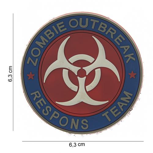 Gumová nášivka 101 Inc nápis Zombie Outbreak Team - červená