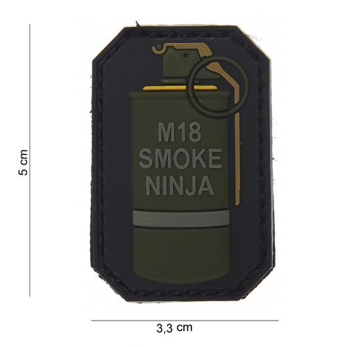 Gumová nášivka 101 Inc nápis M18 Smoke Ninja - žltá