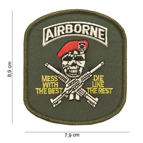 Nášivka textilná 101 Inc Airborne Skull - olivová
