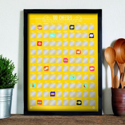 Stírací plakát 100 nejlepších sýrů - žlutý