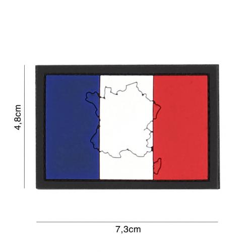 Gumová nášivka 101 Inc vlajka Francie s obrysem