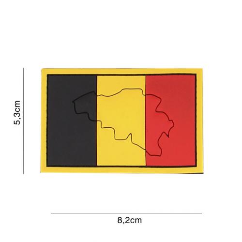 Gumová nášivka 101 Inc vlajka Belgicko s obrysom