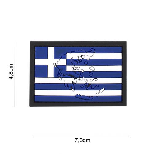Gumová nášivka 101 Inc vlajka Řecko s obrysem
