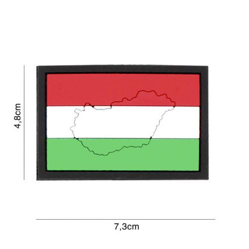 Gumová nášivka 101 Inc vlajka Maďarsko s obrysem