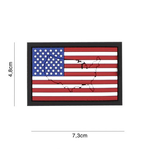 Gumová nášivka 101 Inc vlajka USA s obrysem