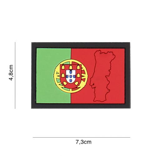 Gumová nášivka 101 Inc vlajka Portugalsko s obrysom