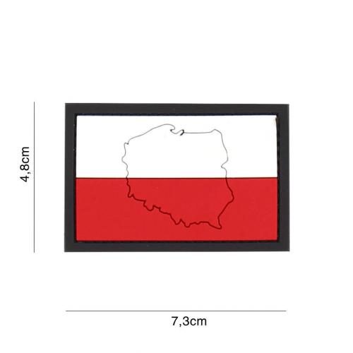 Gumová nášivka 101 Inc vlajka Polsko s obrysem - barevná