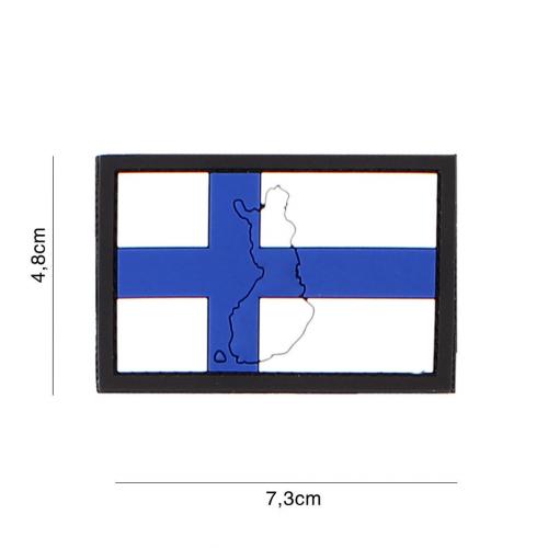 Gumová nášivka 101 Inc vlajka Finsko s obrysem