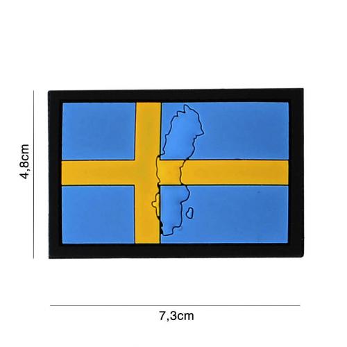 Gumová nášivka 101 Inc vlajka Švédsko s obrysem