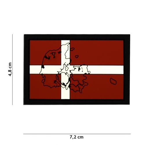 Gumová nášivka 101 Inc vlajka Dánsko s obrysom