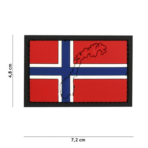 Gumová nášivka 101 Inc vlajka Norsko s obrysem