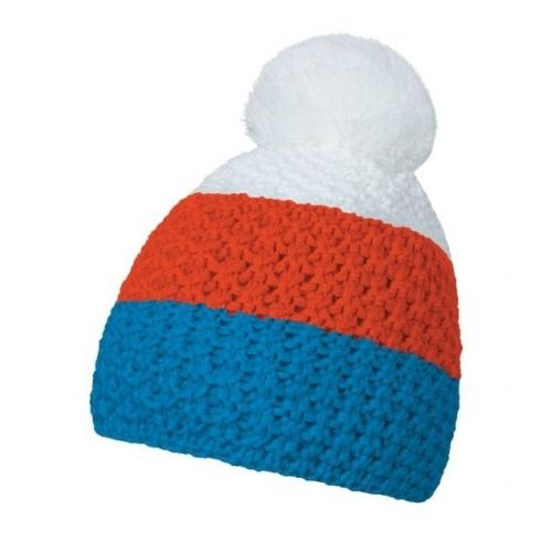 Čepice zimní CoFEE Cable Knit - modrá-oranžová-bílá
