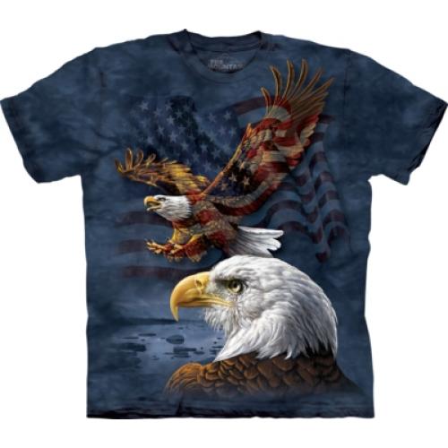 Tričko unisex The Mountain Eagle Flag Collage Patriotic - modré