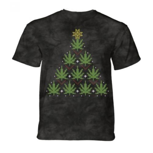 Tričko unisex The Mountain Christmas Cannabis - černé